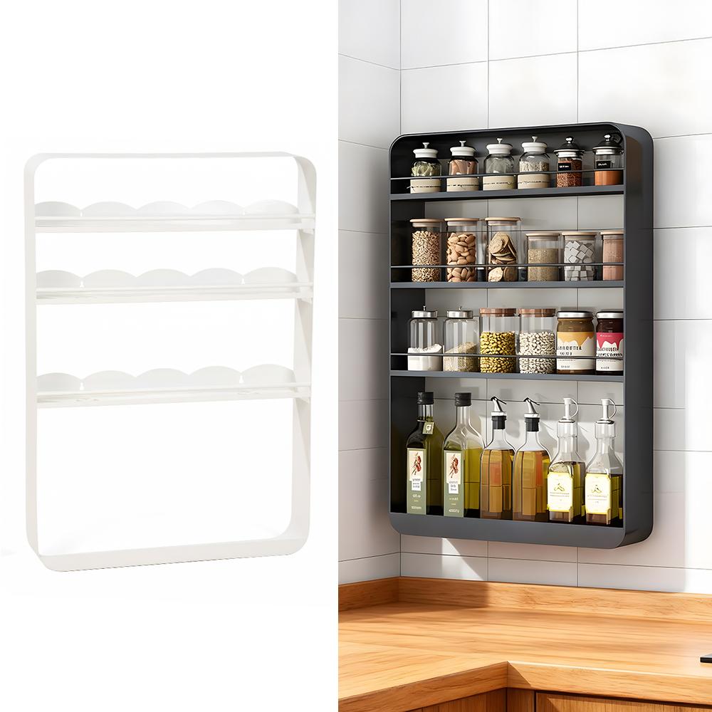 No-Drilling Wall-Mounted Kitchen Storage Shelf Multi-Purpose Storage Rack for Bathroom, Space-Saving Storage Organizer for Toiletries, Spices, Books