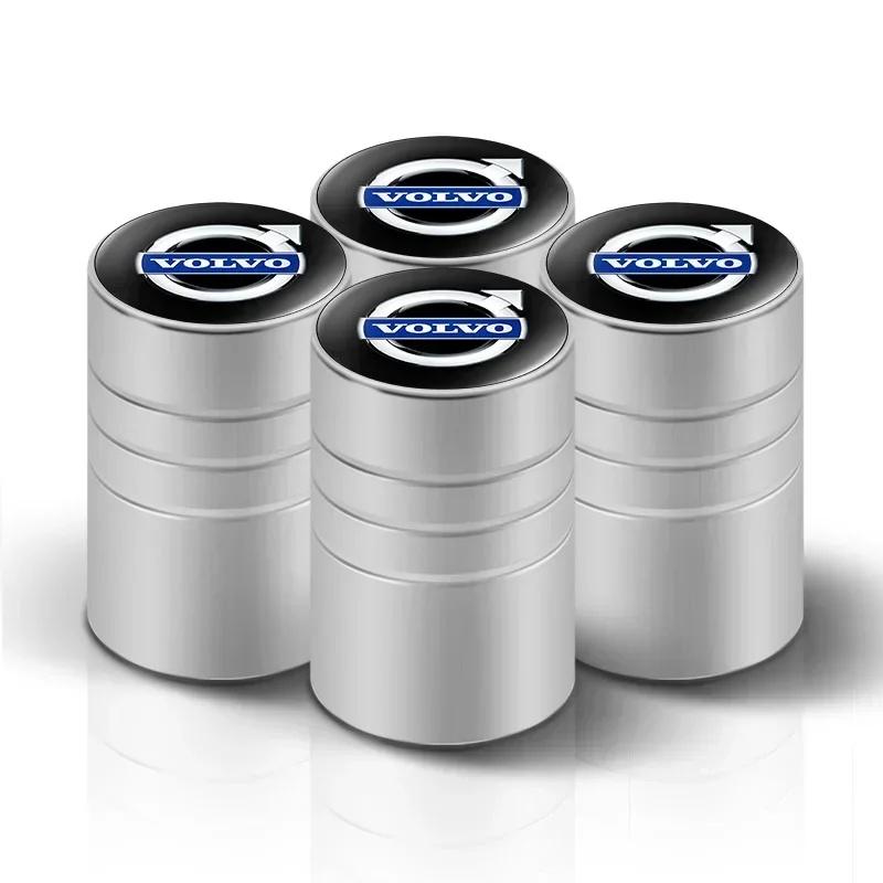 4Pcs Aluminum Alloy Car Tire Valve Caps for Volvo XC60 XC90 XC40 S90 S60 Anti-dust Wheel Valve Stem Cover Exterior Accessories