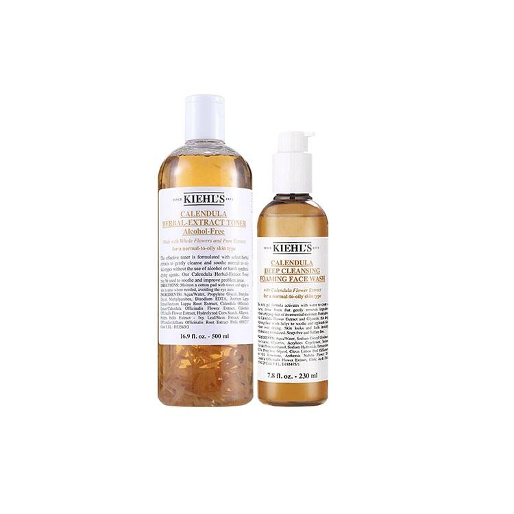 Kiehl's Набор из двух средств: Глубоко очищающая пенка для умывания лица с календулой и Тоник с экстрактом трав календулы