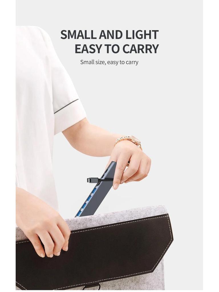 Многофункциональный адаптер 10-в-1 USB-C - HDTV с Ethernet 100M и USB-концентратором для мобильных устройств, ПК, игровых приставок