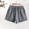 Летние женские шорты трапециевидной формы на шнуровке с высокой эластичной резинкой на талии, однотонные, свободные боковые карманы, плиссированные, повседневная домашняя одежда, спортивные короткие шорты
