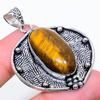 Natural Tiger Eye Gemstone Handmade 925 Sterling Silver Pendant 1.97" G6o35