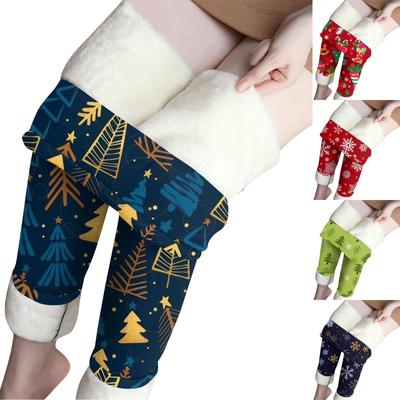 Женские бархатные теплые эластичные леггинсы с рождественским принтом и хлопковыми брюками с высокой талией