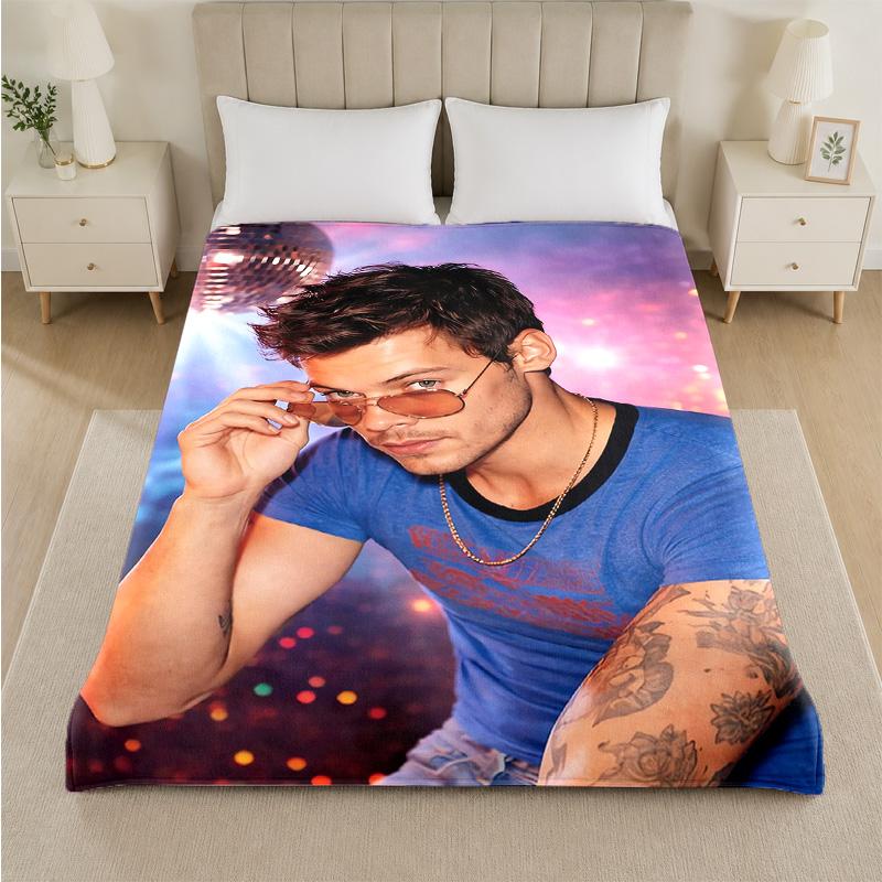 Harry Styles Print Flannel Blanket Cozy Warm Plush Throw Blanket For Bed Sofa Couch Indoor Household Use