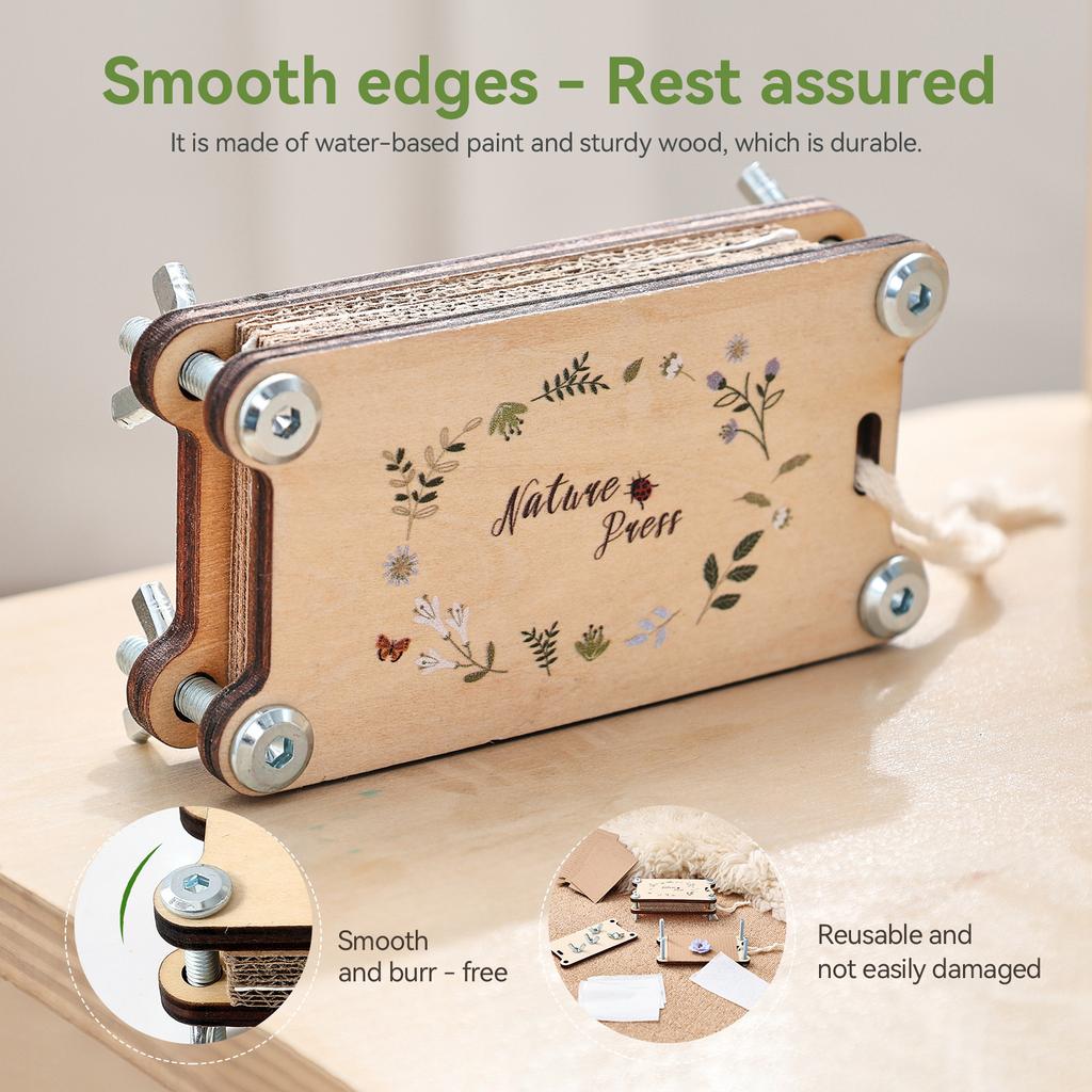 Kids Plant Press Kit, Wooden Flower & Leaf Specimen Collection Toy for Outdoor Exploration, Educational Nature Science STEM Gift
