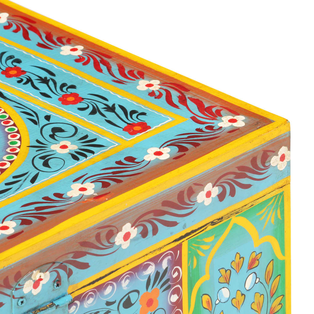 Hand Painted Storage Box 50x40x40 cm Solid Mango Wood