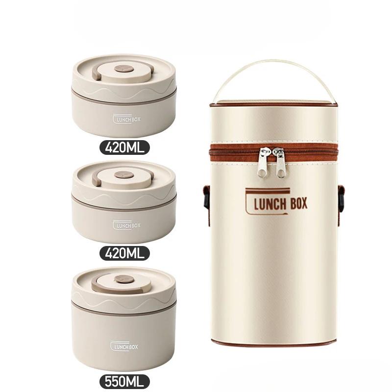 Thermal Insulated Bento Lunch Box and Bag, Thermos Lunchbox for Hot Food Containers Stainless Steel Meal Prep Airtight Container