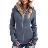 Women's Solid Color Zipper Hoodie And Fleece Hoodie Coat