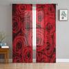 Red Rose Romatic Flower Sheer Curtains for Living Room Modern Voile Curtain Bedroom Tulle Curtains Window Drapes Decor