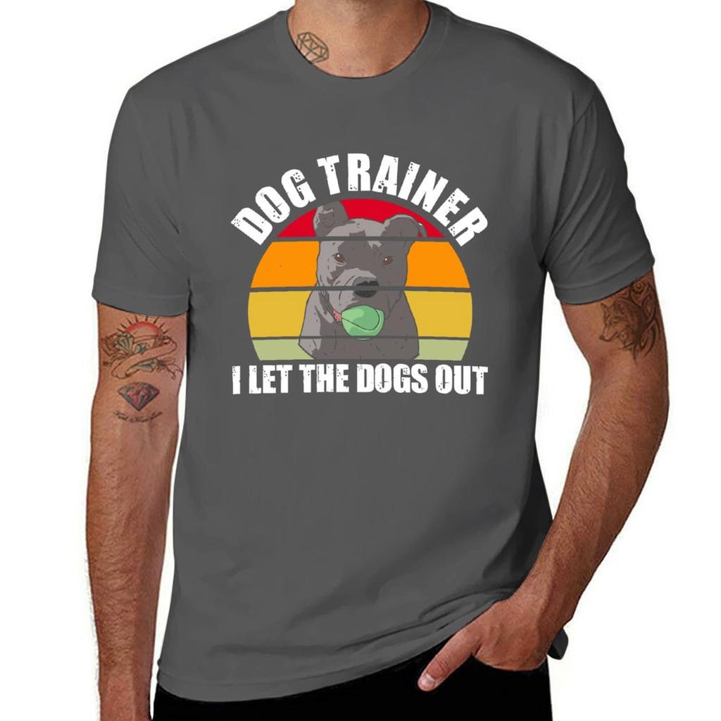 Vintage Dog Trainer Dogs Training Animal Teaching Behavior TShirt Summer Casual Loose TShirt