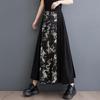 Черная винтажная летняя повседневная свободная длинная женская юбка с высокой талией больших размеров