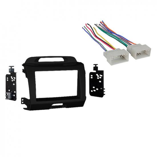 Fits Kia Sportage 11-14 Double DIN Harness Radio tall Kit - Charcoal Dash