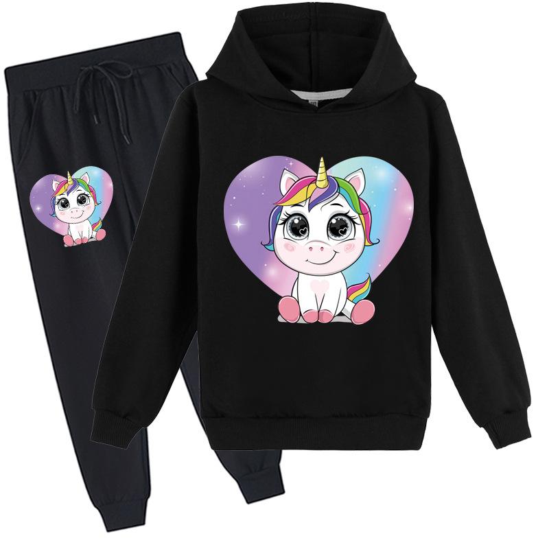 Fashion Unicorn Kids Clothes Sets Hoodie + Pants Two Piece Set Hooded Sweatshirts Suits for Boys and Girls