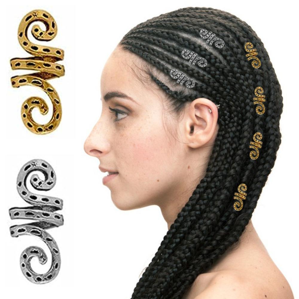 24Pcs Viking Spiral Hollow Out Hair Ring Hair Braiding Dread Locks Dreadlocks Beads Gold and Silver Headwear Hair Braid Tubes