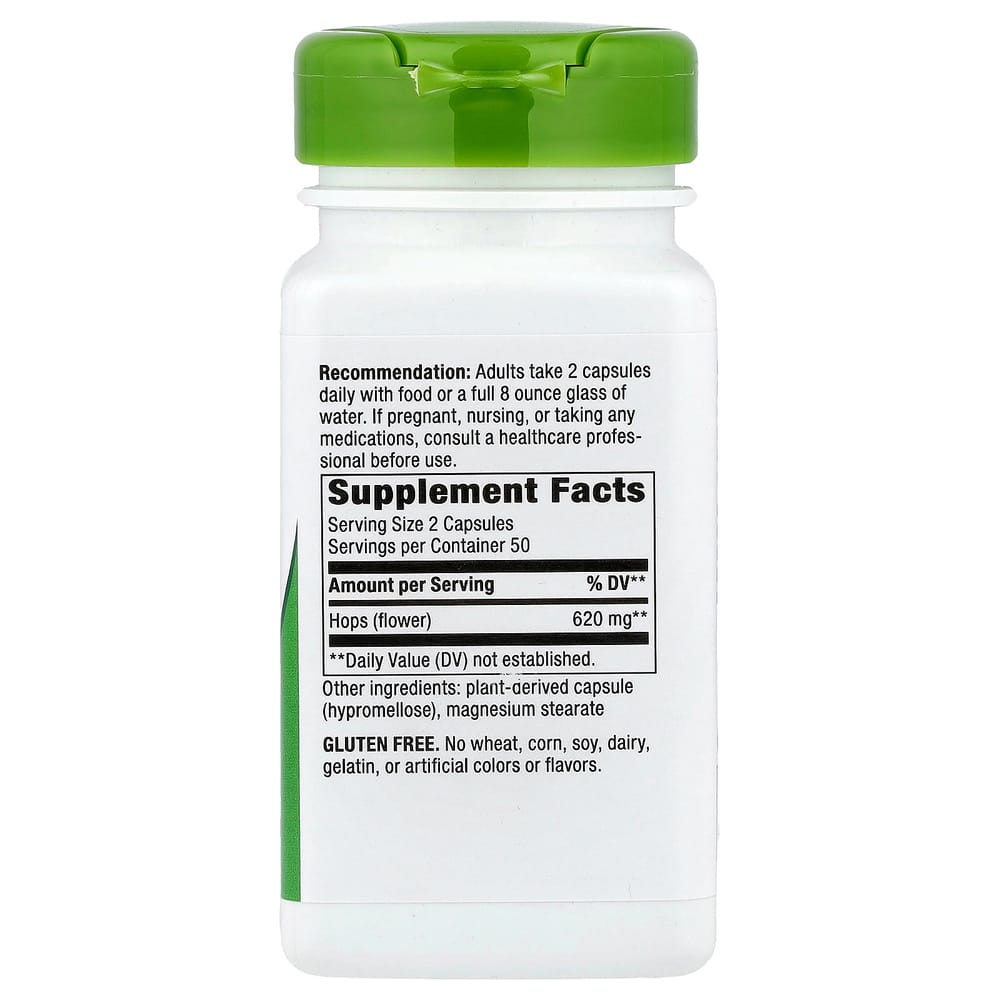 Nature's Way Flower Hops 620mg Veggie Capsules, 100 Count