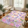 Pastel Floral Theme Soft Crystal Velvet Rug Custom Name & Text Print Non Slip Floor Rug for Bedroom Living Room