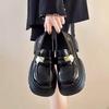 Черные ретро маленькие кожаные туфли женские новые осенние туфли-лодочки на толстой подошве и толстом каблуке