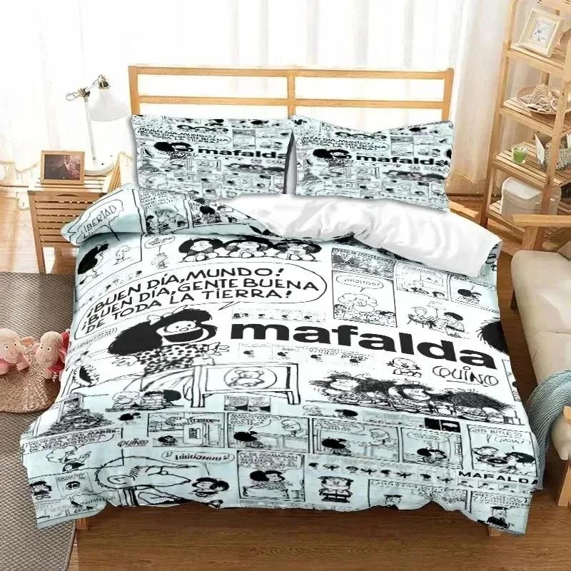 Cartoon Duvet Cover Mafalda 3D NEW Pillowcase Bedding Set Adult Boy Girl Bedroom Decoration Children Single Double Large