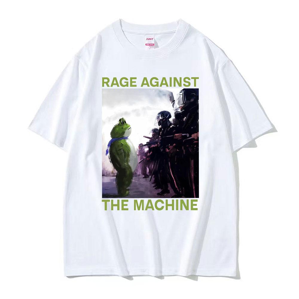 Rage Against The Machine Портленд Лягушка Протест Мем Футболки Мужские Женские Летняя Хлопковая Оверсайз Футболка Мода 90-х Ретро Футболка