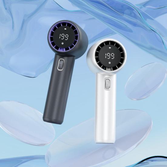 Portable Handheld Fan Adjustable Turbo Mini Fan Digital Display Battery Powered USB Rechargeable Personal Fan