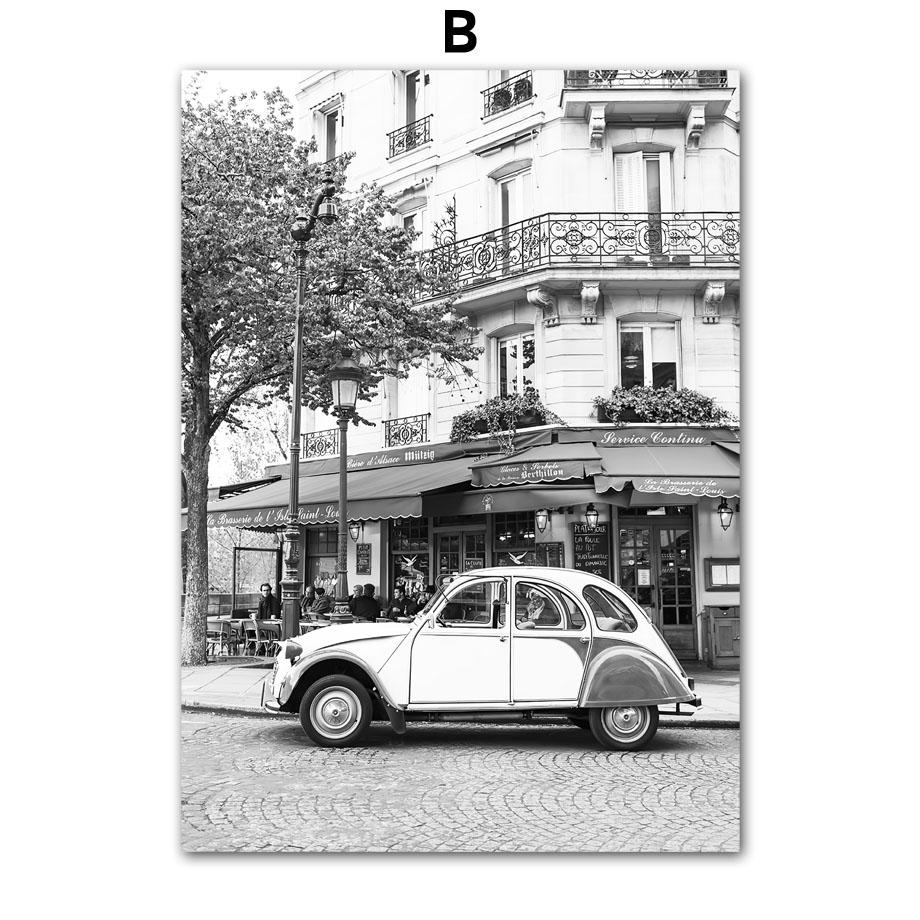 Картина на холсте Черно-белое Парижское Полотенце Кафе Магазин Винтажные Плакаты Автомобилей Печать Скандинавские Настенные Картины Гостиная Домашний Декор