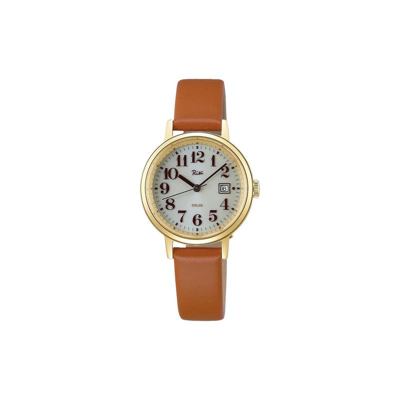 Seiko Женские часы с дисплеем даты, на солнечной батарее, кварцевые, на кожаном ремешке, белый циферблат AKQD402