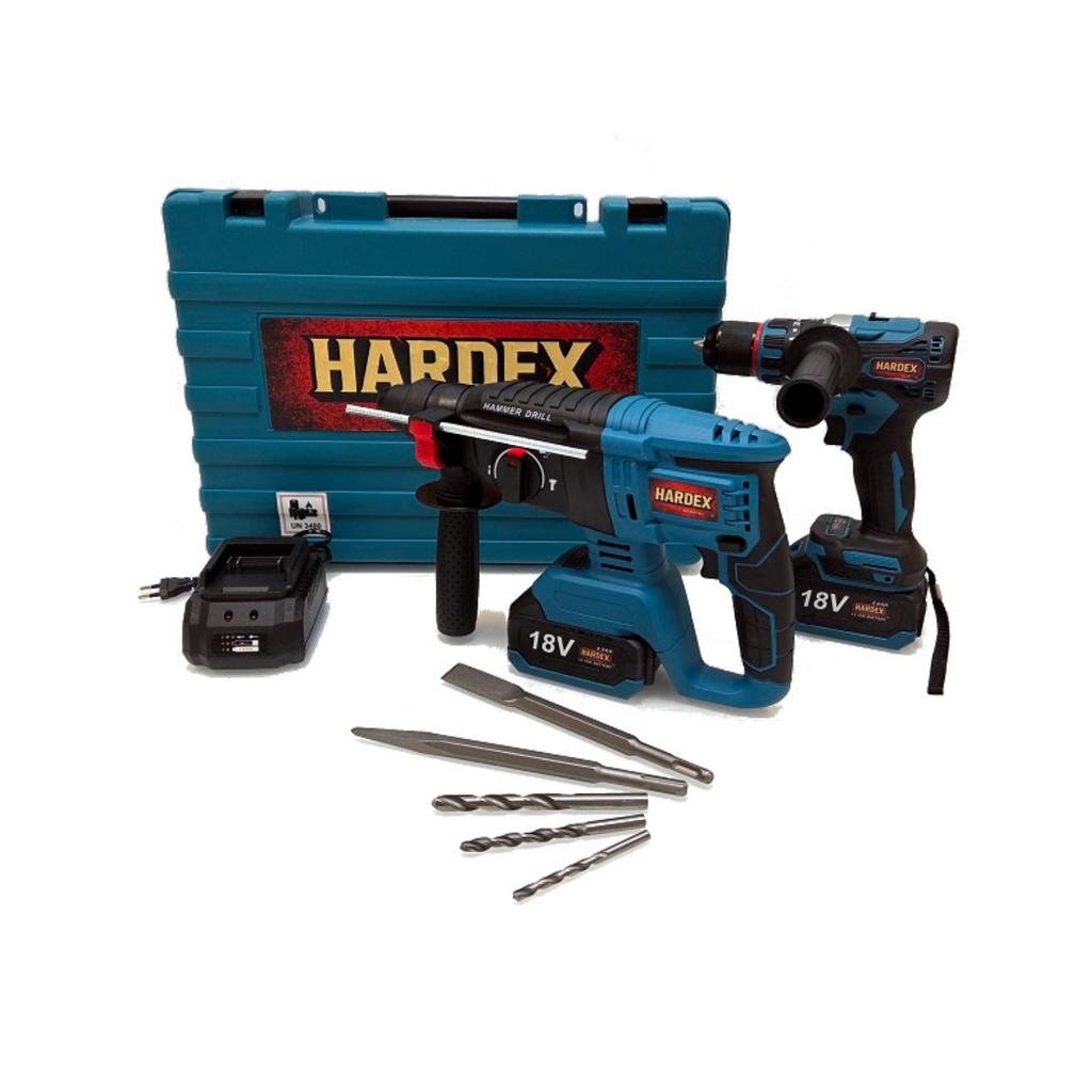 HARDEX 2in1 Set - 13mm Brushless Impact Drill + 26mm Hammer Drill 2 x 4.0 Ah Batteries