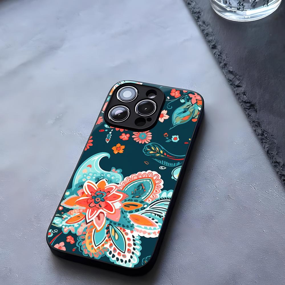 Цветок кешью Vera Bradley Чехол для телефона Закаленное стекло Для IPhone 17 13 14 16 12 15 11 Pro Max Plus Mini X XR SE2020 Coque