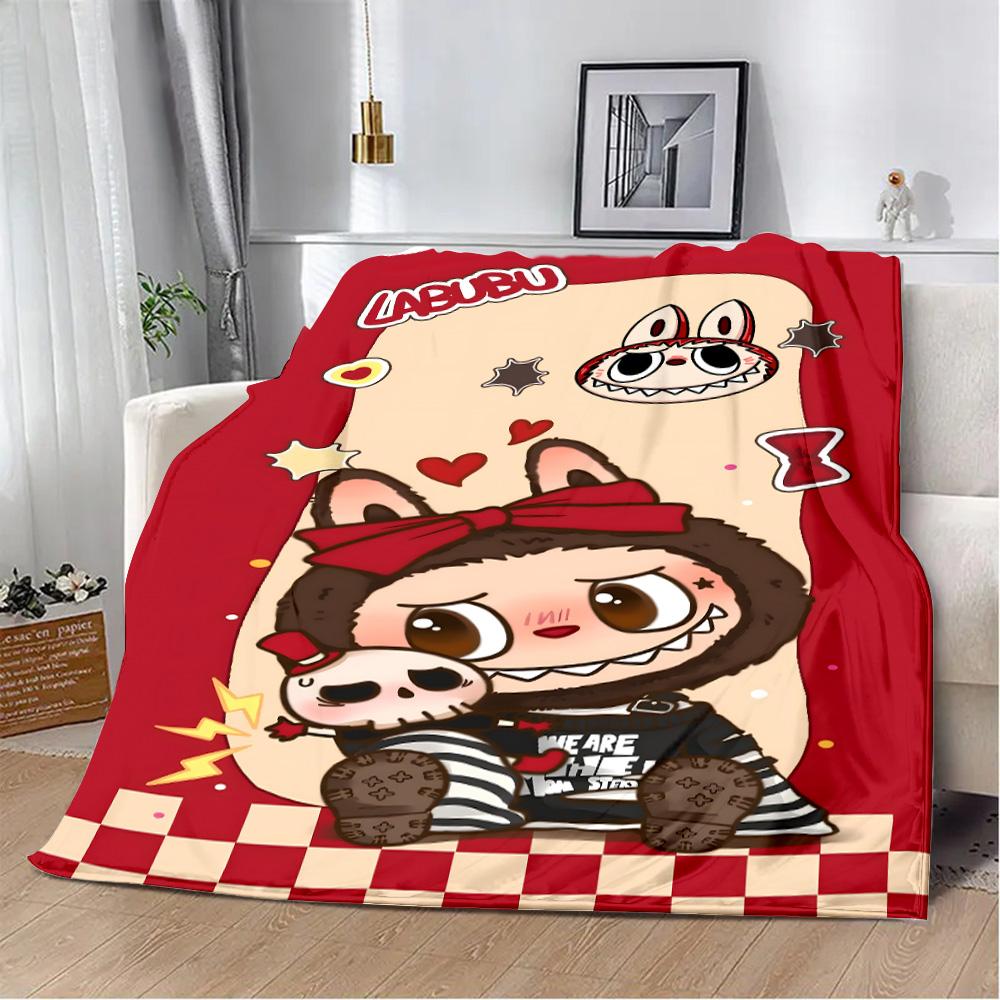Милое мультяшное одеяло с принтом Лабубу, одеяла для пикника, теплое одеяло, мягкое и удобное одеяло для дома, путешествий, подарка на день рождения