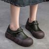 Женские туфли из натуральной кожи в стиле ретро с толстой подошвой, с круглым носком, универсальные женские туфли на плоской платформе