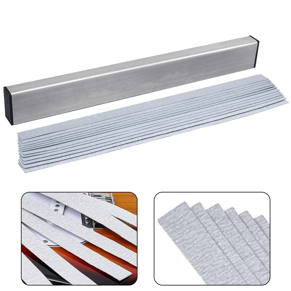 Guitar Neck Fret Beam Leveling Bar Luthier Tools With 6PCS Sandpaper Aluminum