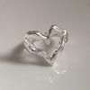 Simple Silver Color Rings for Women Men Couple Minimalist Handmade Heart Ring Party Jewelry Gift Prevent Allergy