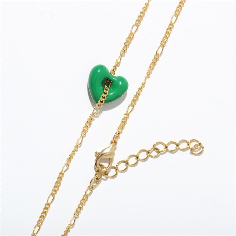 Necklace, sweater necklace, high-end enamel coated colorful heart necklace