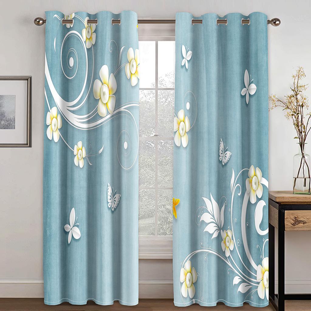 Акварель бежевый лист цветок винтажные шторы на окна жалюзи для гостиной детской спальни ванной кухни двери домашнего декора2 шт.