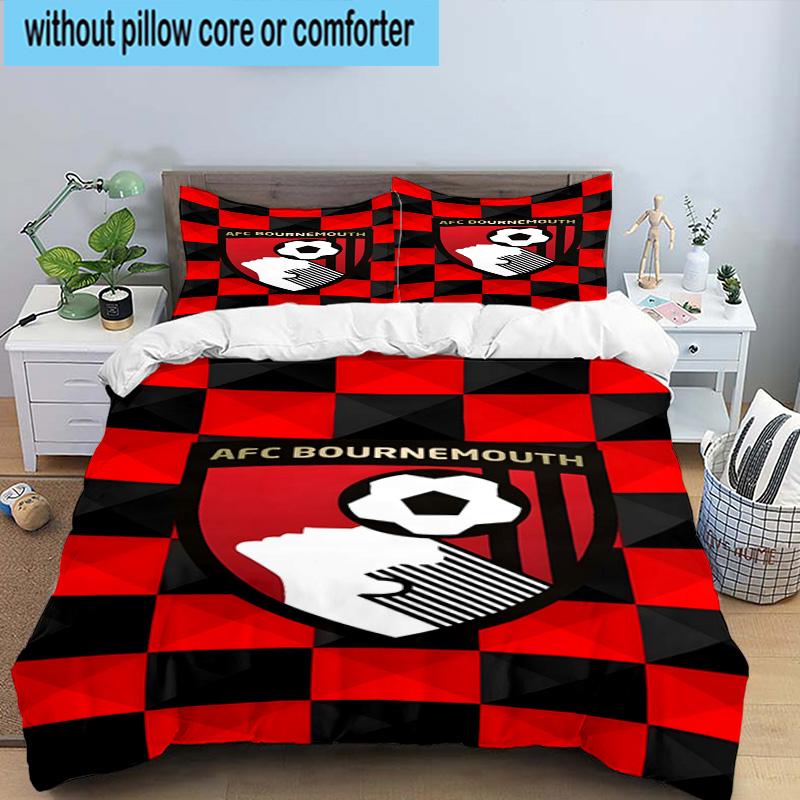 3pcs Afc Crest Bournemouth Printed Bedding Set Duvet Cover Closure Includes 1 Duvet Cover & 2 Pillowcases Bedding Sets Home Decor Gifts