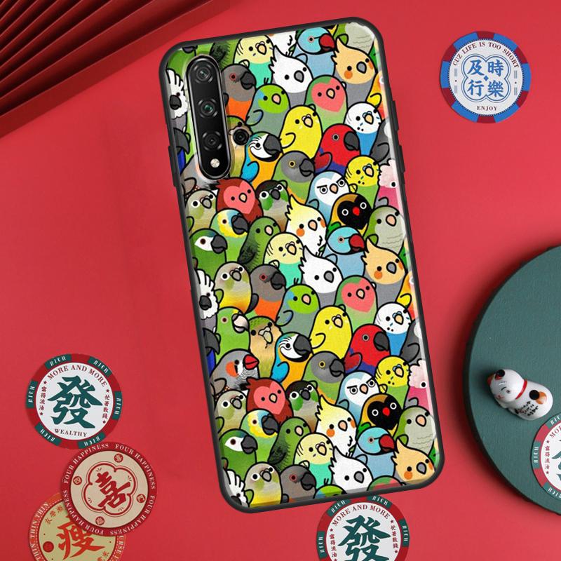 Cartoon Cockatiel Collage For Huawei P20 P30 P40 Lite P60 Pro Nova 12i 11i 8i 12s 9 10 SE Y90 Y60 Y70 Y72 Y61 Y91 Case