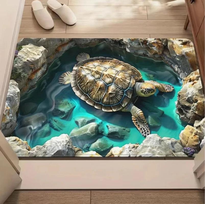 3D Ocean Paradise Doormat Dolphin Crocodile Hippo Tiger Pattern Non Slip Entrance Mat Wildlife Floor Rug Living Room Mat