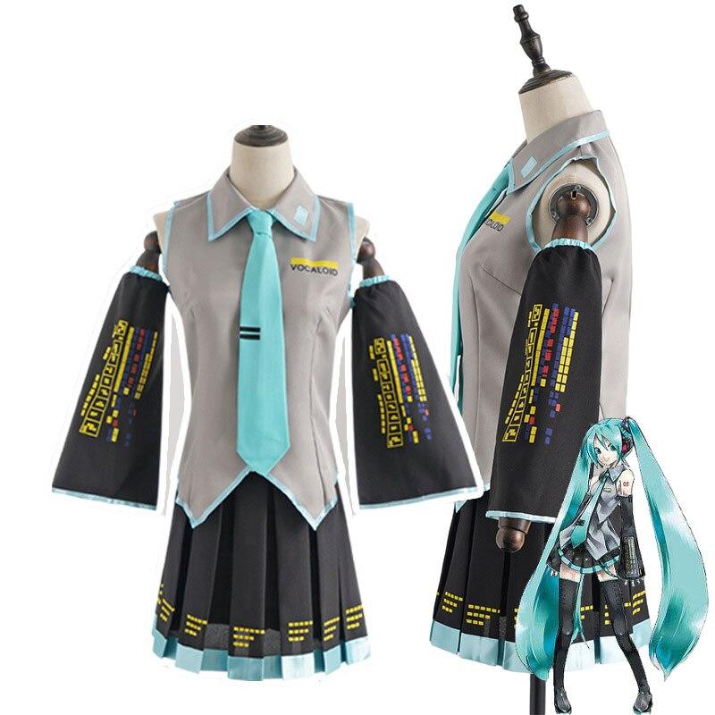 Anime Vocaloid Miku Cosplay Costume Wig Dress Kawaii Cosplay Outfits Halloween Carnival Party Costumes
