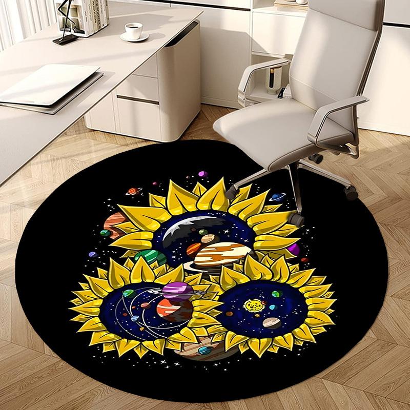 1pc Office Carpet Chair Mats Sunflower Galaxy Perfect for Decorating Office Chairs, Living Rooms, Or Bedrooms
