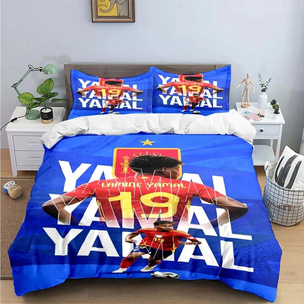 Spain Star Cenozoic Football L-Lamine Y-Yamal Bedding Sets Duvet Cover Pillowcase Single Twin Size Gift for Student Adult 2/3pcs
