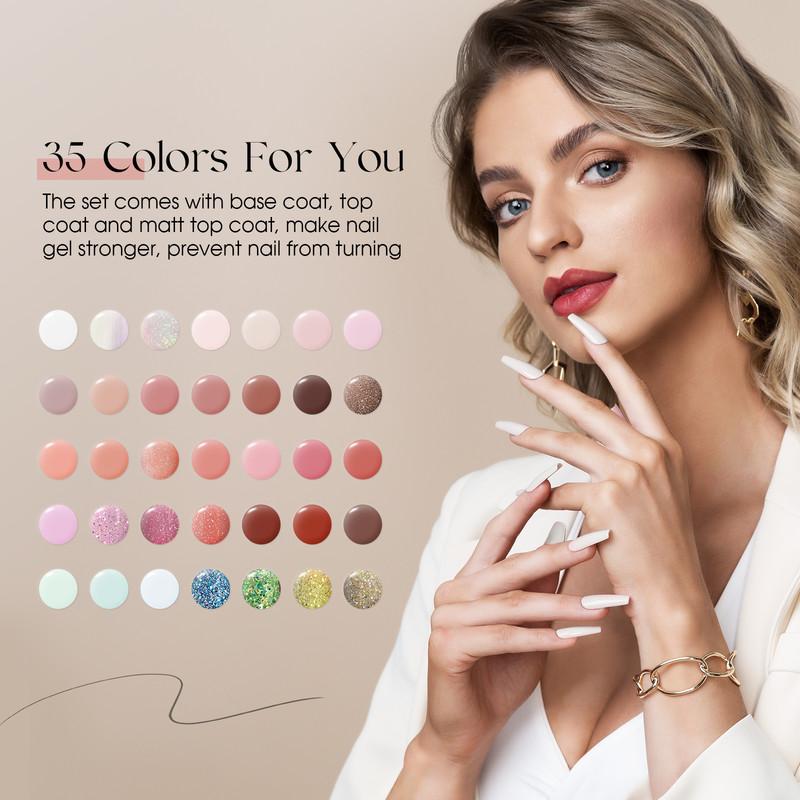 ROSALIND Shiny Colors Nail Gel Set Gel Varnishes Kit Semi Permanent Hybrid Soak Off Nail Polish 35 Colors Gift Set