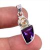 Подвеска из натурального аметиста, цитрина, стерлингового серебра 925 пробы, 1,25 дюйма, T4l69