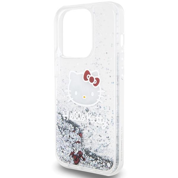 Etui do iPhone 14 Pro Hello Kitty Liquid Glitter Charms Srebrne