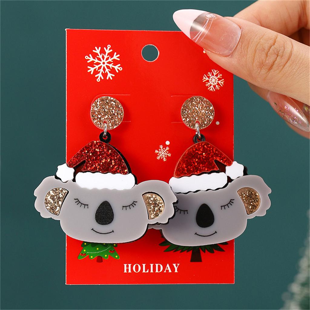 Fashion Green Hairball Christmas Tree Drop Earrings For Women Xmas Bowknot Bells Deer Santa Claus Earring Festival Party Jewelry