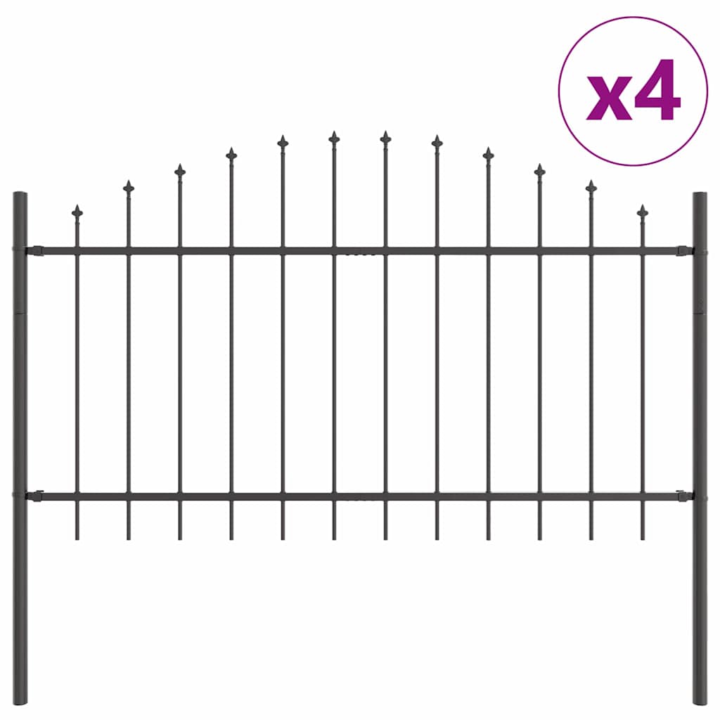 Garden Fence 4 pcs Grey 170 x 140 cm Powder Coated Steel