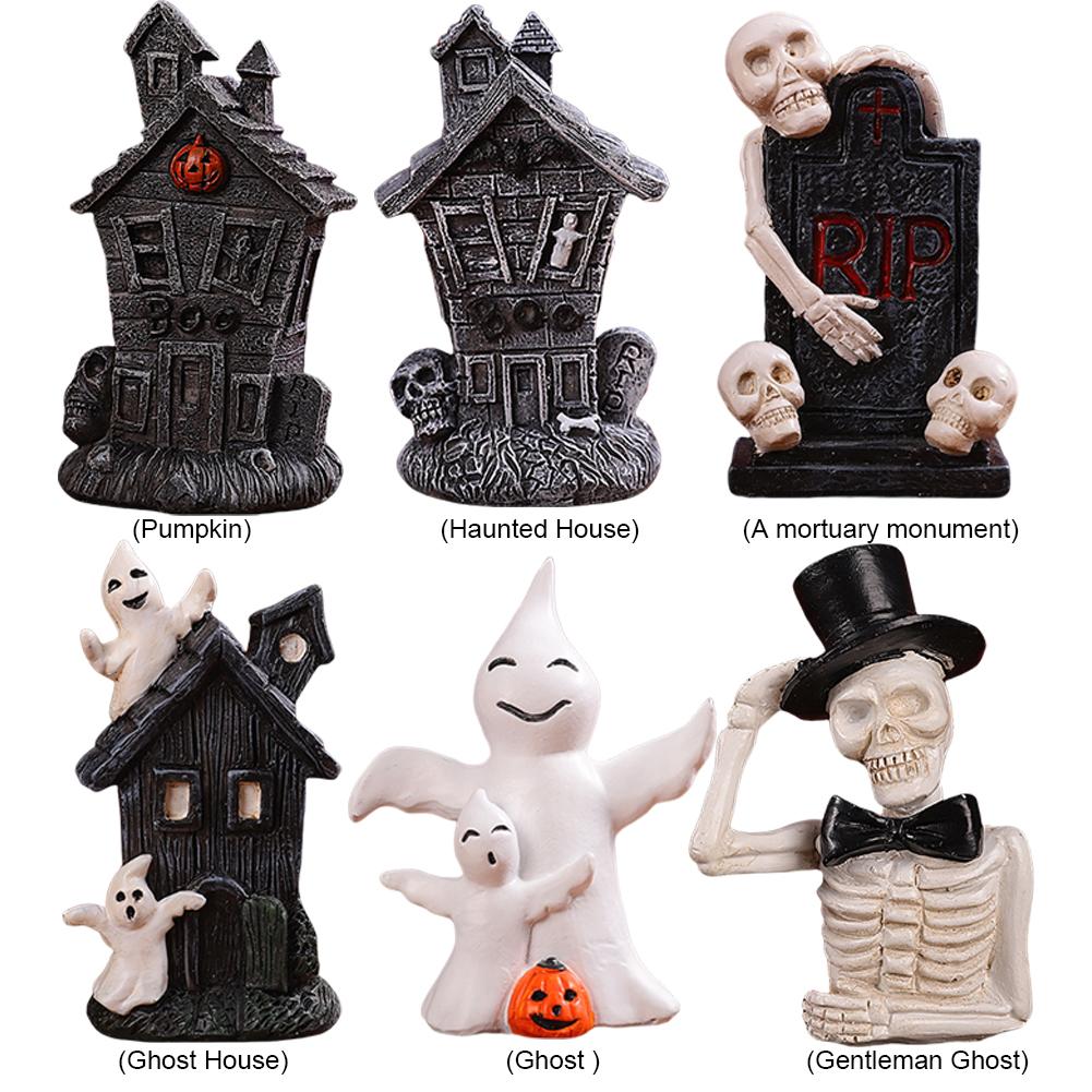 Хэллоуин Ужас Фигурка Привидения Смола Микро Череп Привидение Пейзаж Износостойкое Украшение Скелет Привидения для Дома Офиса