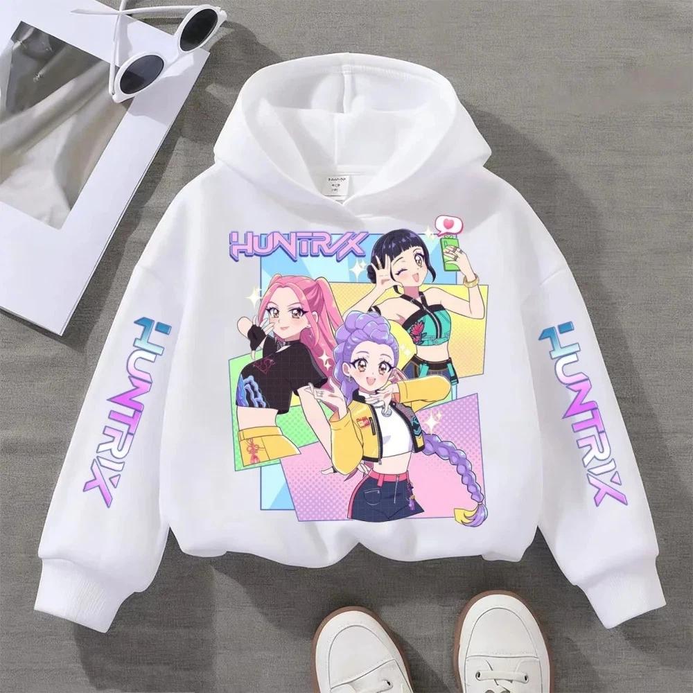 KPop Demon Hunters Cute Print Boys Girls Hooded Sweatshirt Children's Fall and Winter Casual Fashion Warm Pullover Sweatshirt