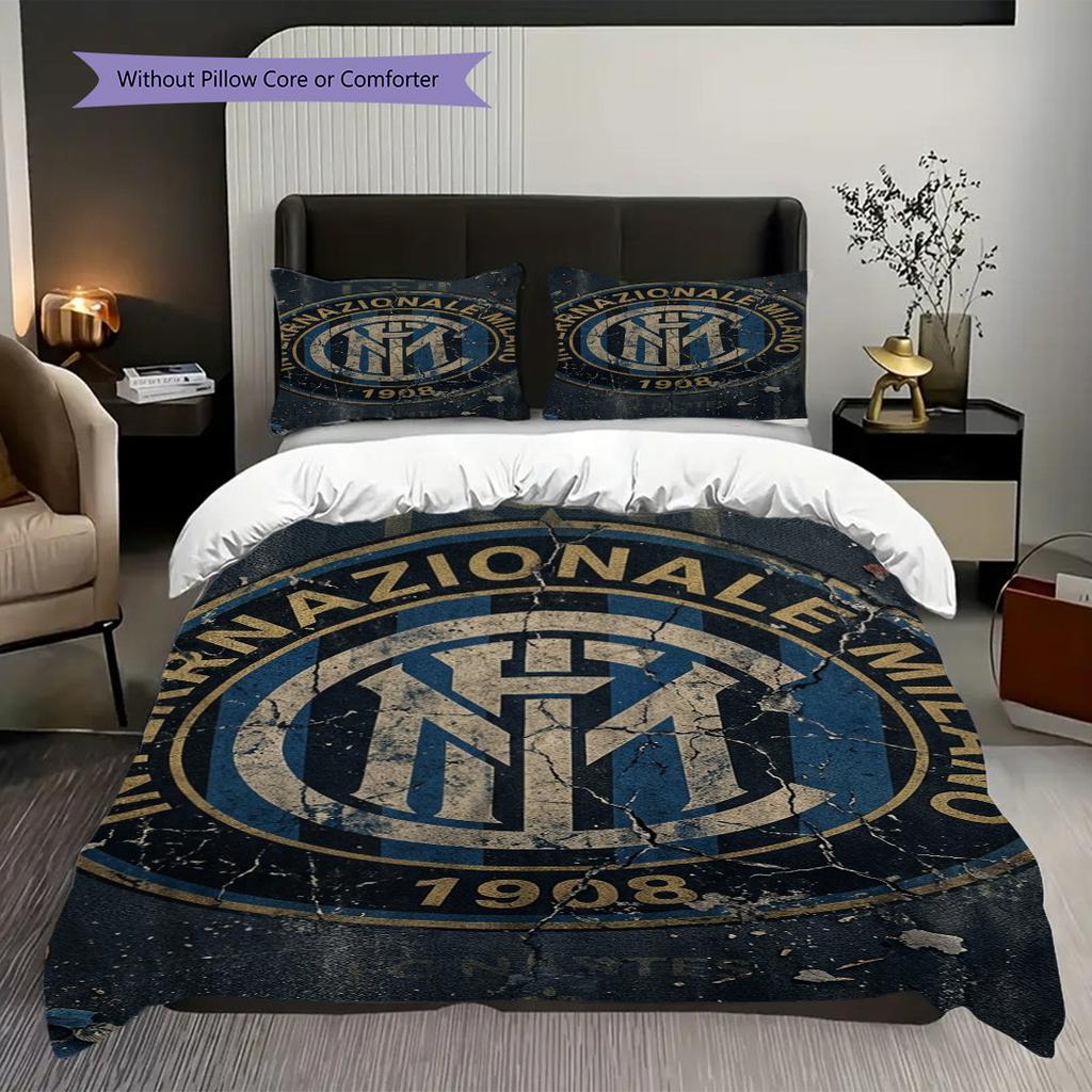 Inter Milan Emblem Artistry Bedding (1 * duvet cover + 2 * pillowcase, without core) Soft and comfortable Duvet cover and pillowcase