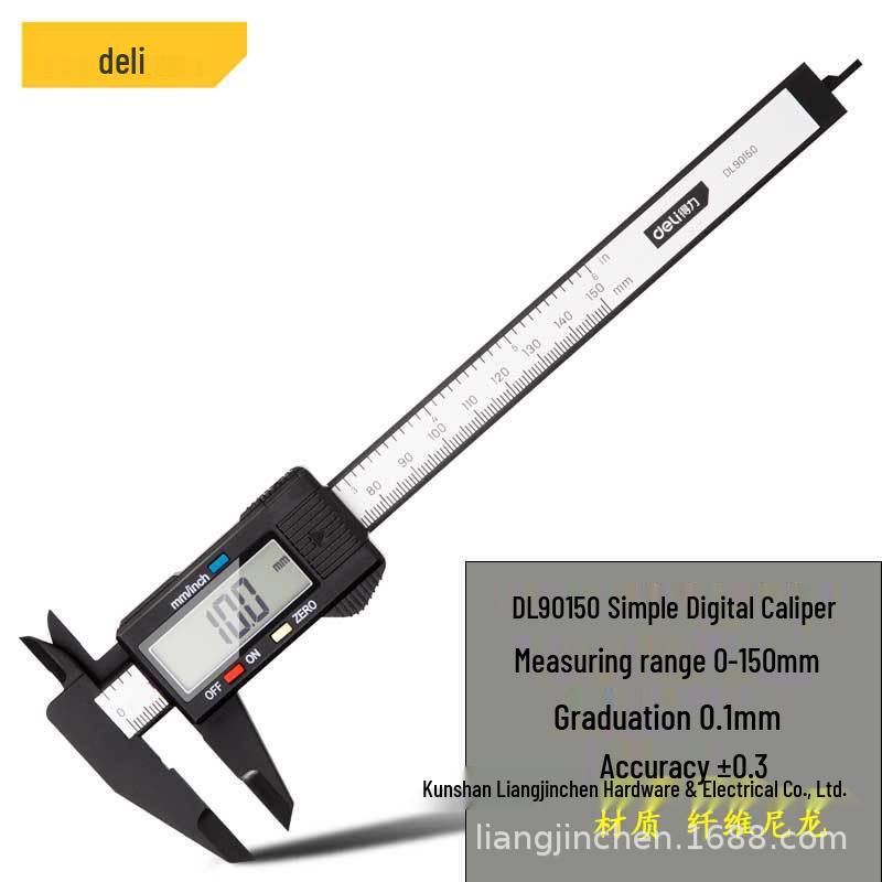 Цифровой штангенциркуль Deli Tools DL90150, метрический и дюймовый, из пластикового волокна нейлона