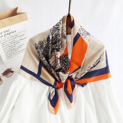 Scarf with print, women' synthetic silk, gift scarf, 70x70
